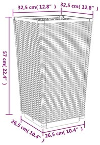 Ζαρντινιέρες Κήπου 2 τεμ. Γκρι 32,5x32,5x57 εκ. Πολυπροπυλένιο - Γκρι