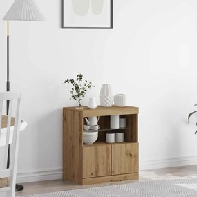 Πλευρικό Τραπέζι LED Καφέ 60,5 x 37 x 67 εκ Επεξεργασμένο ξύλο