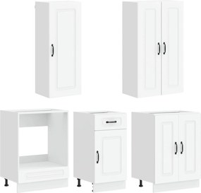 vidaXL Μονάδα κουζίνας KALMAR 5 pcs Λευκό Επεξεργασμένο Ξύλο