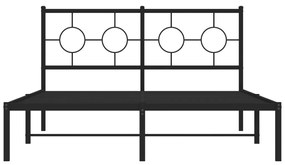 vidaXL Πλαίσιο Κρεβατιού με Κεφαλάρι Μαύρο 140 x 200 εκ. Μεταλλικό