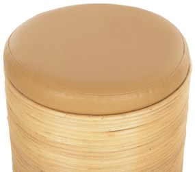 Σκάμπο Mitch Φυσικό Rattan-Καθισμα από PU Μπεζ Φ37x47Yεκ.