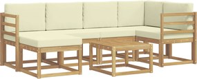 vidaXL Σειρά Καναπέ Εξωτερικού με μαξιλάρι 7 pcs Λευκό και Κρεμ