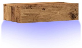 Ντουλάπι τηλεόρασης με φώτα LED Παλιό ξύλο 60x35x15,5 cm - Καφέ