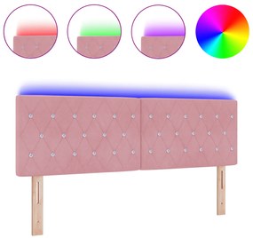 vidaXL LED Κεφαλή Διαμαντένια Ταυτοποίηση Ροζ 80 cm Βελούδο