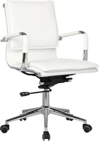 BF3601 Πολυθρόνα Γραφείου Μέταλλο Βάση Χρώμιο - PU Άσπρο   1τμχ