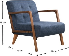 Πολυθρόνα Kemer Megapap υφασμάτινη χρώμα μπλε 67x76x78εκ.