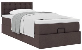 Οθωμανικό κρεβάτι με στρώμα σκούρο καφέ 90x190cm ύφασμα 3311590