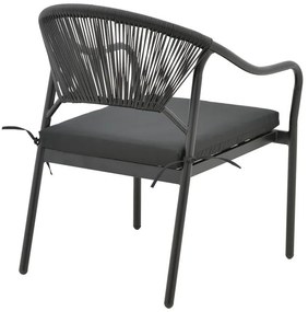 Καρέκλα - Πολυθρόνα Jerqui wicker rattan μαύρο-μεταλλικό μαύρο πόδι-μαύρο μαξιλάρι 60x64x78 εκ. 60x64x78 εκ.