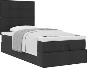 vidaXL Οθωμανικό κρεβάτι με στρώμα Μαύρο 100x200cm Ύφασμα