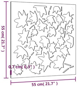 Διακοσμητικό Κήπου Επιτοίχιο Σχ. Φύλλων 55x55 εκ, Ατσάλι Corten - Καφέ