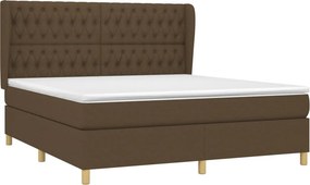 vidaXL Κρεβάτι Boxspring με Στρώμα Σκούρο Καφέ 180x200 εκ Υφασμάτινο
