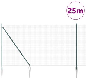 vidaXL Φράχτης με Στήλες. Πράσινο 1.6 x 25 m Ατσάλι