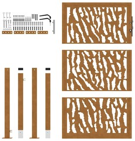 vidaXL Πύλη κήπου 105x155 cm από διαβρωμένο χάλυβα με σχέδιο ίχνος