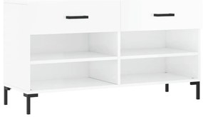 vidaXL Παπουτσοθήκη Γυαλιστερό Λευκό 102x35x55 εκ. Επεξεργασμένο Ξύλο