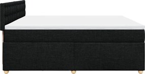 vidaXL Κρεβάτι Boxspring με Στρώμα Μαύρο 200x200 εκ. Υφασμάτινο