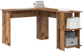 vidaXL Γωνιακό γραφείο με ράφι Παλιό Ξύλο 140 x 113,5 x 75 εκ.
