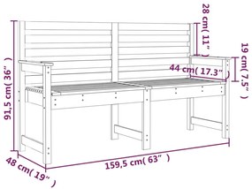 Πάγκος Κήπου Μελί 159,5 x 48 x 91,5 εκ. από Μασίφ Ξύλο Πεύκου - Καφέ