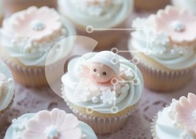 Intra Συλλεκτικό Ξύλινο Παζλ Plywood  4mm - Διακοσμητικά Baby Shower Cupcakes Σε Ξύλινο Κουτί - Διαστάσεις: 10x10 cm – 25 κομμάτια