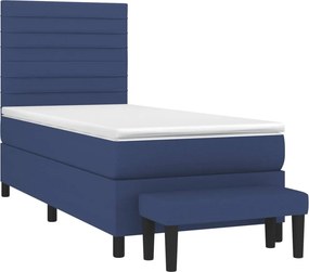 vidaXL Κρεβάτι Boxspring με Στρώμα Μπλε 80x200 εκ. Υφασμάτινο