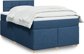 vidaXL Κρεβάτι Boxspring με Στρώμα Μπλε 120x190 εκ. Υφασμάτινο