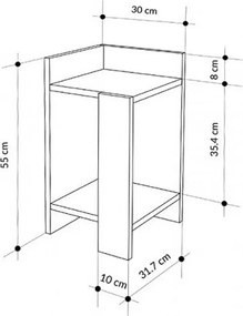 Κομοδίνο Elos Megapap χρώμα saphhire oak - silky black 30x31,7x55εκ.