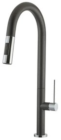 Armando Vicario Tozo 48780 Granite Asphalt Μπαταρία Κουζίνας Με Υψηλό Περιστρεφόμενο Ρουξούνι και Συρόμενο Ντους