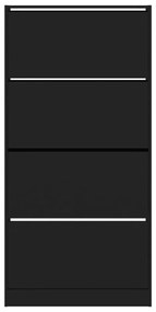vidaXL Παπουτσοθήκη με 4 Ανακλινόμενα Συρτάρια Μαύρη 80x21x163,5 εκ.