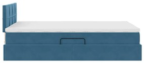 vidaXL Κρεβάτι με αποθηκευτικό χώρο και LED Σκούρο Μπλε 120 x 200 cm