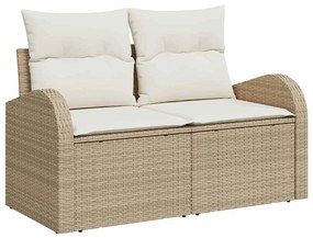 vidaXL Σετ Καναπέ Κήπου με μαξιλάρι με μαξιλάρι 7 pcs Μπεζ Πολυ Ρατάν