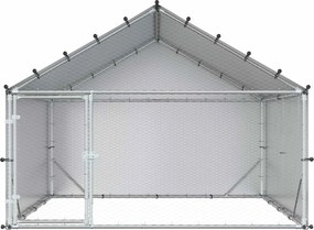 vidaXL Κοτέτσι με Οροφή Ασημί 200 x 200 x 150 cm Γαλβανισμένος Χάλυβας
