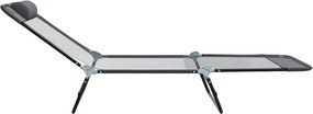 vidaXL Πτυσσόμενη ξαπλώστρα Γκρι 182 x 55 x 85,5 εκ Textilene