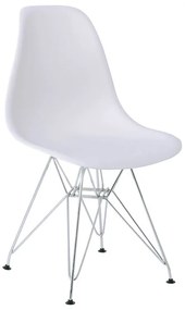ART Καρέκλα Τραπεζαρίας Κουζίνας Μέταλλο Χρώμιο - PP Άσπρο  46x55x82cm [-Χρώμιο/Άσπρο-] [-Μέταλλο/PP - ABS - Polywood-] ΕΜ124,11P