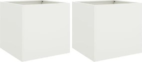 vidaXL Ζαρντινιέρες 2 τεμ. Λευκές 42x40x39εκ. από Χάλυβα