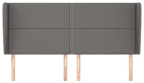Κεφαλάρι με Πτερύγια Γκρι 203x23x118/128 εκ. Συνθετικό Δέρμα 3117928