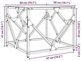 Τραπεζάκι Σαλονιού Επιφάνεια Διαφανές Γυαλί 50x50x41 εκ Ατσάλι - Διαφανές