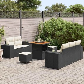 vidaXL Σετ Καναπέ Κήπου 8 pcs Μαύρο συνθετικό ρατάν
