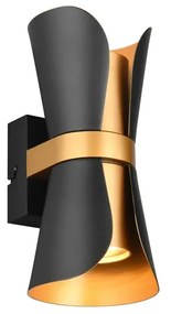 Φωτιστικό Επίτοιχο Trio Lighting COAT 218600280 Μαύρο Ματ (Black Mat) και Χρυσό Χρώμα (Gold Coloured)
