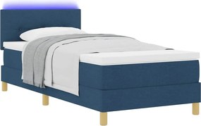 vidaXL LED Κρεβάτι με βάθρο με κεφαλάρι Μπλε 100 x 200 cm ύφασμα