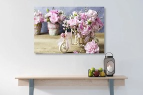Εικόνα ενός ρομαντικού ροζ γαρύφαλλου σε μια vintage πινελιά - 120x80