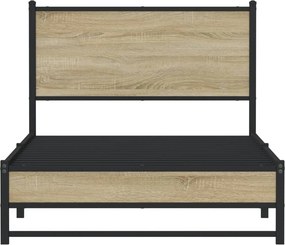 vidaXL Σκελετός Κρεβ. Χωρίς Στρώμα Sonoma Δρυς 100x200 εκ. Μεταλλικό