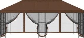 vidaXL Κιόσκι με Πλαϊνές Τοίχους 6 x 3 m Καφέ Πολυεστέρας και Χάλυβας