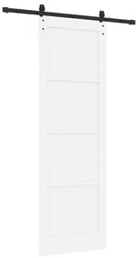 vidaXL Συρόμενη Πόρτα με Σετ Εξαρτημάτων Λευκή 78x232 εκ. Στερεό Ξύλο Πεύκου