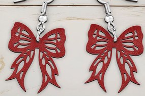 Σετ των 3 Intra απο ξύλο plywood 3mm-4mm πάχος Χριστουγεννιάτικα σκουλαρίκια με λέιζερ με φιόγκο. Δίασταση 4x4 cm INTRAFABR-107625402