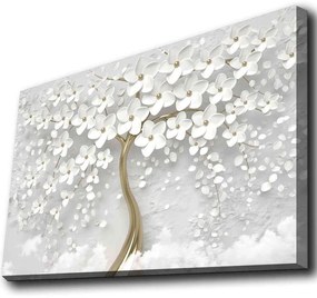 Πίνακας Καμβάς Με Φως Led 139LDG1121 70x45cm White-Gold Wallity Οριζόντιοι Ξύλο,Καμβάς