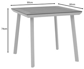 Τραπέζι Synergy αλουμίνιο λευκό-plywood φυσικό 80x80x74εκ 80x80x74 εκ.