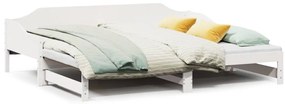vidaXL Καναπές Κρεβάτι Συρόμενος Λευκός 90 x 200 εκ. Μασίφ Ξύλο Πεύκου