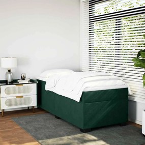 vidaXL Κρεβάτι Boxspring με Στρώμα Σκούρο Πράσινο 90x200 εκ. Βελούδινο