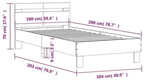 Πλαίσιο Κρεβατιού με Κεφαλάρι Καφέ Δρυς 100x200 εκ. Επεξ. Ξύλο - Καφέ