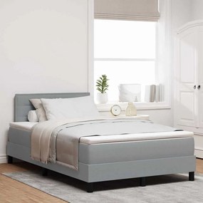 vidaXL Κρεβάτι Box Spring με Στρώμα & LED Φως Γκρι 120x200 εκ. Ύφασμα