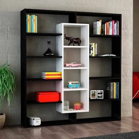 Βιβλιοθήκη Ample Megapap χρώμα μαύρο - λευκό 125x22x135,7εκ.